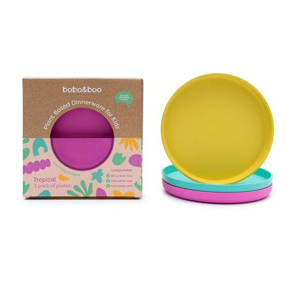 Bobo & Boo AUS - Bobo&Boo Plant-Based Plates – 3 Pack in Tropical (19cm)