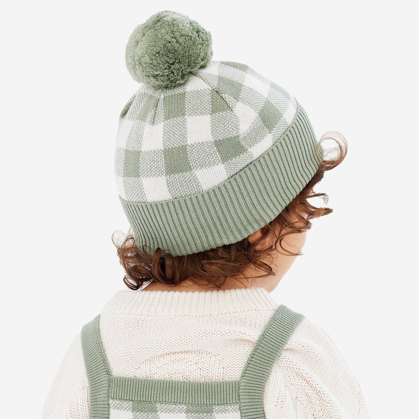 Kynd Baby - Jacquard Knit Beanie - Sage Gingham