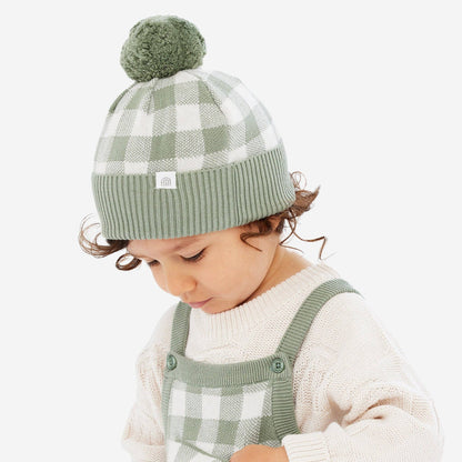 Kynd Baby - Jacquard Knit Beanie - Sage Gingham