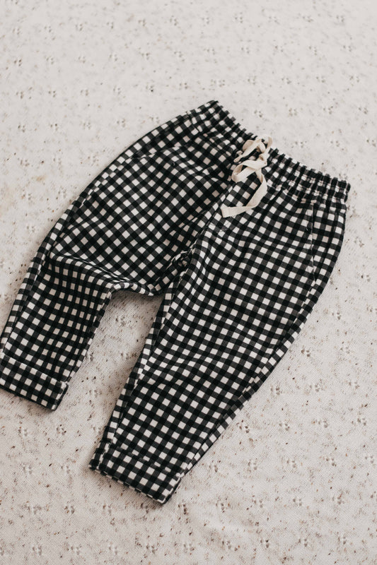 Bencer & Hazelnut - Charcoal Gingham Joggers: 0