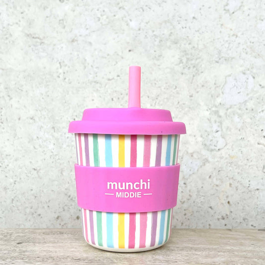 munchi - Calypso Middie Single Cup (8oz/240ml) Pink Straw Included