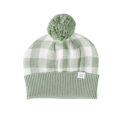 Kynd Baby - Jacquard Knit Beanie - Sage Gingham