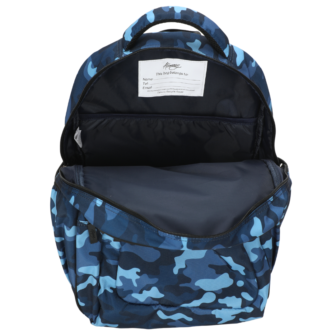 Alimasy  - Blue Camouflage Large School Backpack